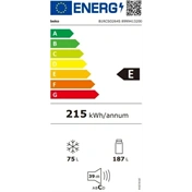 Beko B1RCSO264S alulfagyasztós hűtőszekrény, E energiaosztály, 187l (hűtőtér) + 75l (fagyaszótér)