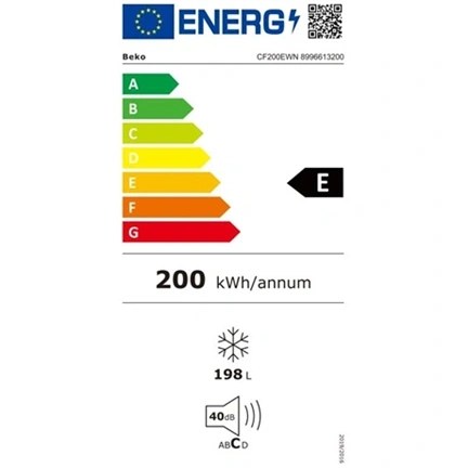 Beko CF200EWN fagyasztóláda, E energiaosztály, 198 liter