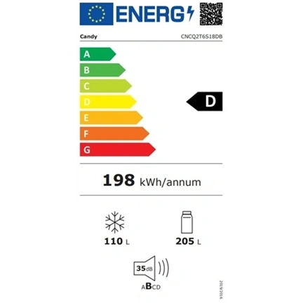 Candy CNCQ2T6S18DB alulfagyasztós hűtőszekrény