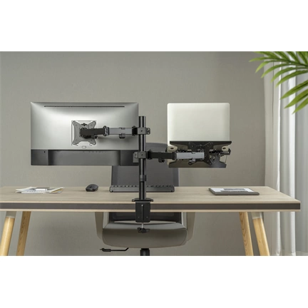 DIGITUS DA-90436 C-bilincses/gyűrűs univerzális (VESA 75 / 100) fekete monitor/notebook tartó konzol