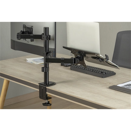 DIGITUS DA-90436 C-bilincses/gyűrűs univerzális (VESA 75 / 100) fekete monitor/notebook tartó konzol