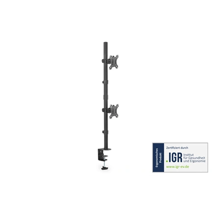 DIGITUS DA-90438 C-bilincses/gyűrűs univerzális (VESA 75 / 100) 2-es fekete függőleges monitor tartó állvány
