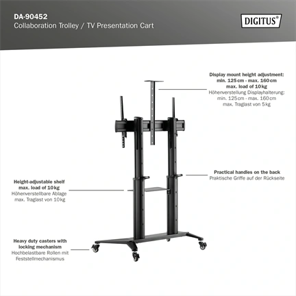 DIGITUS DA-90452 70-120" VESA fekete mobil TV állvány