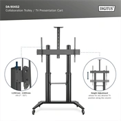 DIGITUS DA-90452 70-120" VESA fekete mobil TV állvány