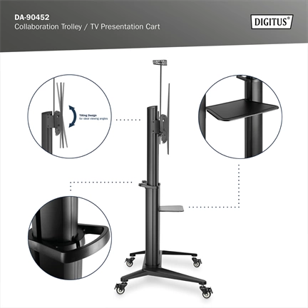 DIGITUS DA-90452 70-120" VESA fekete mobil TV állvány
