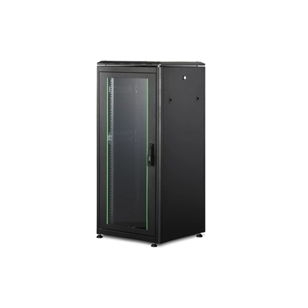 DIGITUS Rack Unique 19" 26U 1342x600x600mm üvegajtós fekete álló rack szekrény