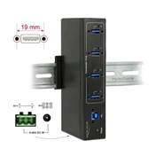 Delock Külső ipari hub 4 x USB 3.0 A-típusú 15 kV ESD védelemmel