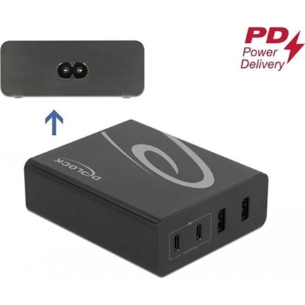 Delock USB töltő 2 db USB Type-C PD + 2 db USB Type-A 112 W-tal