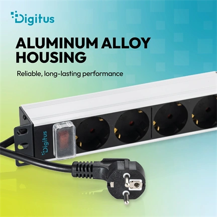 Digitus 10" power strip with aluminum profile, 4-outlet grounded power strip, with switch