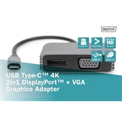 Digitus USB Type-C 4K 2-in-1 DisplayPort + VGA Graphics Adapter Silver