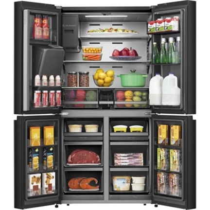 Hisense RQ760N4SBFE Hi7 szabadonálló négyajtós hűtőszekrény, fekete, 584 l
