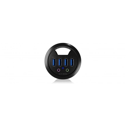 IcyBox Desk Hub 4x USB 3.0, 1x audio input, 1x audio output