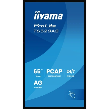 Iiyama ProLite T6529AS-B1AG interaktív PCAP érintőkijelző 65" UHD VA, Android 14
