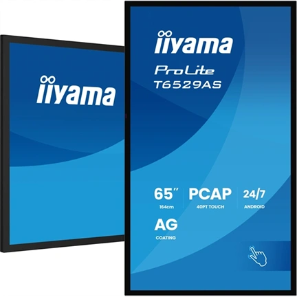 Iiyama ProLite T6529AS-B1AG interaktív PCAP érintőkijelző 65" UHD VA, Android 14