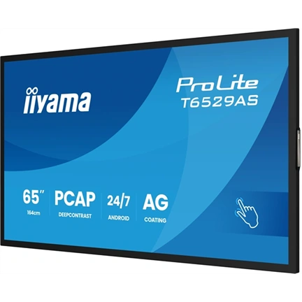 Iiyama ProLite T6529AS-B1AG interaktív PCAP érintőkijelző 65" UHD VA, Android 14