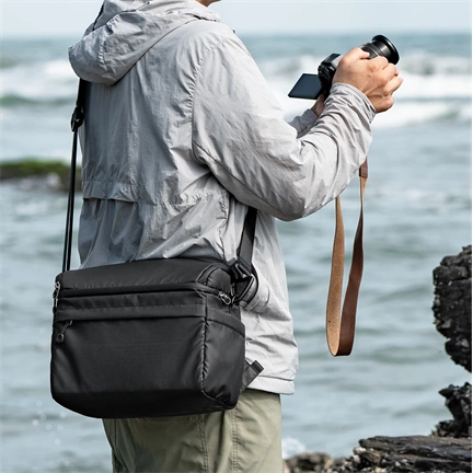 K&F Concept Collapsible Backpack 22L, fotós hátizsák, oldaltáskáva csukható, fekete
