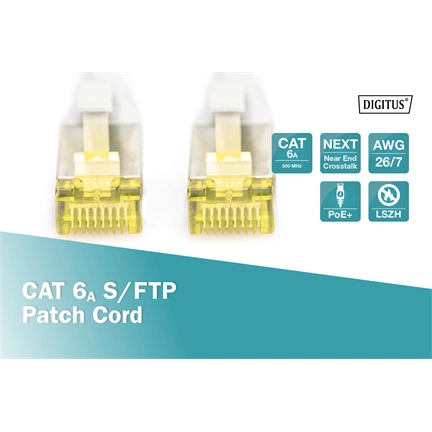 Kábel DIGITUS Professional CAT6A S/FTP patch 10m szürke