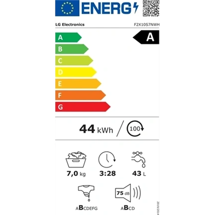 LG F2X10S7NWH gőzmosógép - 7 kg, max. 1200 ford./perc, WiFi funkció