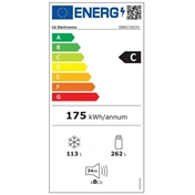 LG GBBS726CEV alulfagyasztós hűtőszekrény - DoorCooling+ és ThinQ technológia, 375L kapacitás, fekete