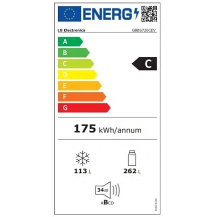 LG GBBS726CEV alulfagyasztós hűtőszekrény - DoorCooling+ és ThinQ technológia, 375L kapacitás, fekete