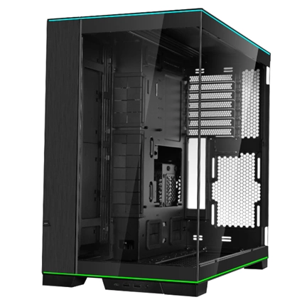 Lian Li O11 Dynamic Evo RGB számítógépház - E-ATX, edzett üveg, L-alakú RGB fénysávok alul/felül, kétkamrás, fekete