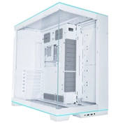 Lian Li O11 Dynamic Evo RGB számítógépház - E-ATX, edzett üveg, L-alakú RGB fénysávok alul/felül, kétkamrás, fehér