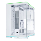 Lian Li O11 Dynamic Evo RGB számítógépház - E-ATX, edzett üveg, L-alakú RGB fénysávok alul/felül, kétkamrás, fehér