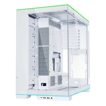 Lian Li O11 Dynamic Evo RGB számítógépház - E-ATX, edzett üveg, L-alakú RGB fénysávok alul/felül, kétkamrás, fehér