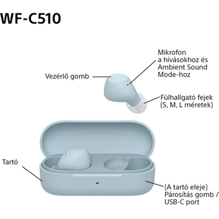 Sony WF-C510 fülhallgató - vezeték nélküli, kék