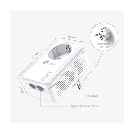 TP-LINK TL-PA7027P AV1000 2-Port Gigabit Passthrough Powerline Starter Kit