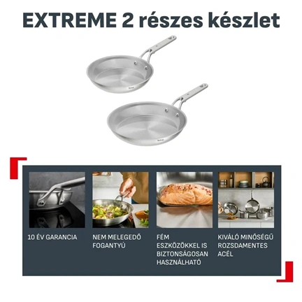 Tefal G762S244 Extreme  serpenyő szett 2 ks 24+28 cm bevonat nélkül